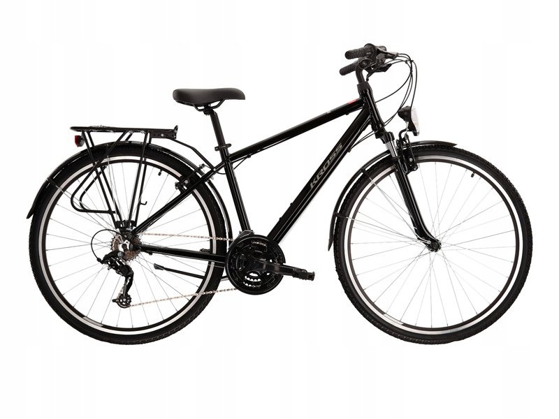 Vélo VTC Trekking 28 Pouces Homme Kross Trans 1.0 - Taille L (21") - Aluminium Gris/noir