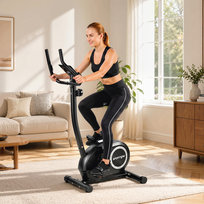 Rower treningowy do domu, regulowana wysokość, hometrainer z aplikacją, opór magnetyczny, monitor LCD, czujniki pulsu, uchwyt na telefon