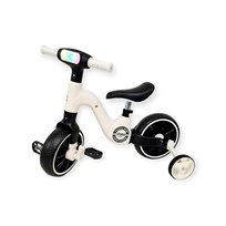 Rowerek biegowy jeździk 2w1 pedały boczne koła światełko melodia Kai biały z czarnym