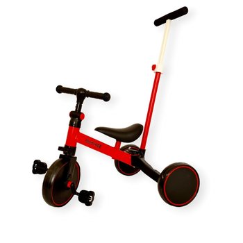 Rowerek Biegowy Trójkołowy 3w1 003 Czerwony + KIJ - Inna marka