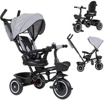 Rowerek Trójkołowy z Daszkiem Funfit 3w1 Obracany Pchacz Zippy Szary