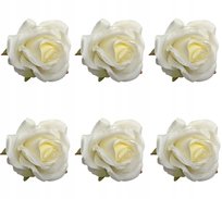 Róża Biała Sztuczna Wyrobowa Na Wiązankę Bukiet 6X