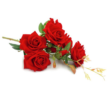 Róża czerwona jak żywa BUKIET 6szt 55 cm sztuczna WELUROWE - TOP-GIFT