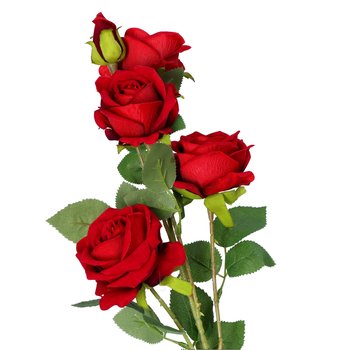 Róża welurowa czerwona gałązka sztuczna 83cm