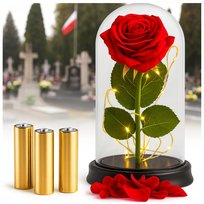 RÓZA WIECZNA LED ELEKTRYCZNA, JAK SOLARNA NA GRÓB DLA MAMY TATY RODZICÓW