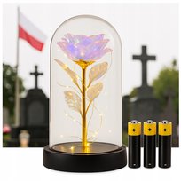 RÓŻA WIECZNA LED NA GRÓB, CMENTARZ, ŚWIECI JAK SOLARNA, DLA MAMY, BABCI
