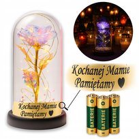 RÓŻA WIECZNA LED ŚWIECI JAK ZNICZ SOLARNY, DLA MAMY CÓRKI BABCI + GRAWER