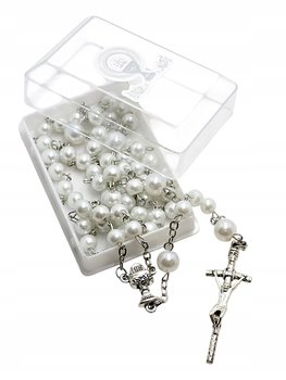 Różaniec Komunijny biały pudełko M173 - ART-SACRUM