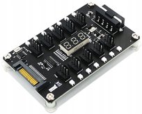 Rozdzielacz do wentylatorów wiatraków Hub 10x 3 / 4 pin z wyświetlaczem LED