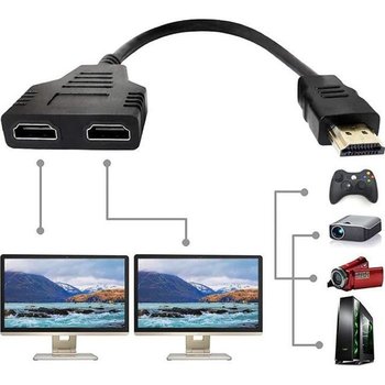 Rozdzielacz HDMI 1 na 2 wyjścia, kabel HDMI 1080P HDMI męski na podwójny HDMI żeński 1 na 2-kierunkowy rozdzielacz kabla Adapter konwertera do telewizora HDTV, [329] - Inny producent