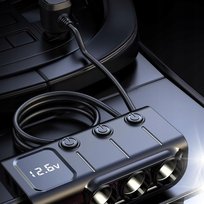 ROZDZIELACZ SAMOCHODOWY GNIAZDA ZAPALNICZKI ŁADOWARKA 5xUSB USB-C 120W