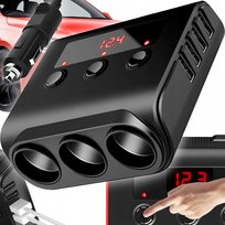 ROZDZIELACZ SAMOCHODOWY GNIAZDA ZAPALNICZKI TRÓJNIK ŁADOWARKA 4xUSB 12V-24V