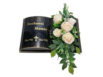 Róże Róż Krem Książka Kochanej Mamie (2050.10) Księga Kompozycja Stroik Na Grób cmentarz - Marko604