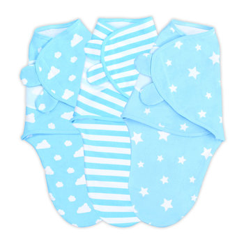 Rożek niemowlęcy 0-3 miesiące ZESTAW - rożek do otulacza Rożek niemowlęcy śpiwór wykonany z bawełny 3 sztuki chmurki niebieski - Amazinggirl