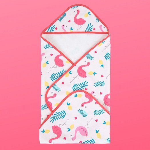 Фото - Рушник Rożek niemowlęcy - ręcznik z kapturkiem z flamingami Flamingo