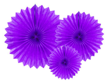 Rozety dekoracyjne, fiolet, 20-40 cm, 3 sztuki - PartyDeco