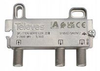 Rozgałęźnik 1/2 Televes 519502 Spliter Rozdzielacz 2x Wyjścia TV SAT DVB-T2 Inna marka