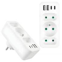 Rozgałęźnik 3 gniazda 2xUSB-A 2xUSB-C GNIAZDO ELEKTRYCZNE ŁADOWARKA BIAŁY LTC