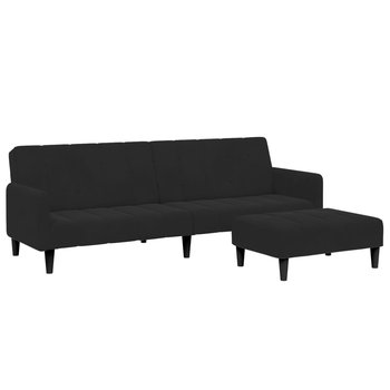 Rozkładana kanapa z podnóżkiem czarna, 220x84,5x69 - Zakito Europe