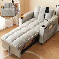 Rozkładana sofa 3 w 1 – z uchwytami na kubki i telefon, sofa rozkładana, fotel, idealna do małych przestrzeni, 83 x 167 x 76 cm No Brand