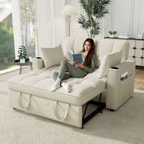Rozkładana sofa, sofa wielofunkcyjna z funkcją spania, sofa z funkcją spania z uchwytem na kubek i poduszką No Brand