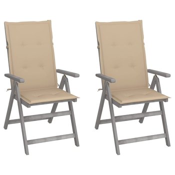 Rozkładane krzesła ogrodowe z poduszkami, 2 szt., lita akacja - vidaXL