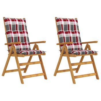 Rozkładane krzesła ogrodowe z poduszkami, 2 szt., lita akacja - vidaXL