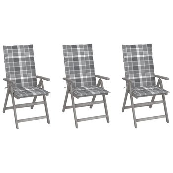 Rozkładane krzesła ogrodowe z poduszkami, 3 szt., lita akacja - vidaXL