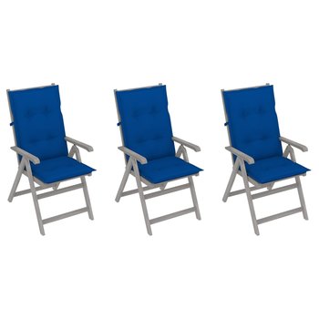 Rozkładane krzesła ogrodowe z poduszkami, 3 szt., lita akacja - vidaXL