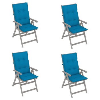 Rozkładane krzesła ogrodowe z poduszkami, 4 szt., lita akacja - vidaXL