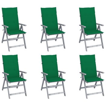 Rozkładane krzesła ogrodowe z poduszkami, 6 szt., lita akacja - vidaXL