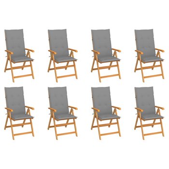 Rozkładane krzesła ogrodowe z poduszkami, 8 szt., drewno tekowe - vidaXL