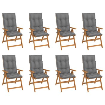 Rozkładane krzesła ogrodowe z poduszkami, 8 szt., drewno tekowe - vidaXL