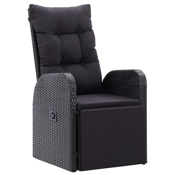 Rozkładane krzesło ogrodowe z poduszką, polirattan, czarne - vidaXL