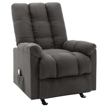 Rozkładany fotel masujący, ciemnoszary, obity tkaniną - vidaXL