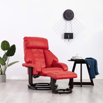 Rozkładany fotel TV z podnóżkiem VIDAXL, czerwony, 82x102x109 cm - vidaXL
