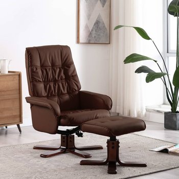 Rozkładany fotel z podnóżkiem VIDAXL, brązowy, 71x71x103 cm - vidaXL