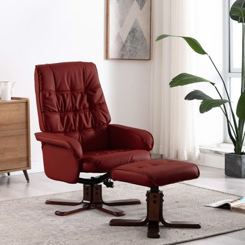 Rozkładany fotel z podnóżkiem VIDAXL, winna czerwień, 71x71x103 cm - vidaXL