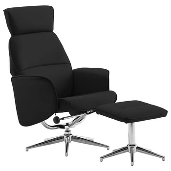 Rozkładany fotel z podnóżkiem ze sztucznej skóry VIDAXL, czarny, 79x84x113 cm - vidaXL