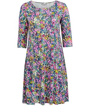 Rozkloszowana sukienka midi w kwiaty Wiosenna PLUS SIZE SUZI-52 - Agrafka
