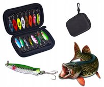 RÓŻNE BLACHY BŁYSKOTKI OBROTÓWKI BLACHA NA RYBY ZESTAW ETUI WĘDKARSTWO