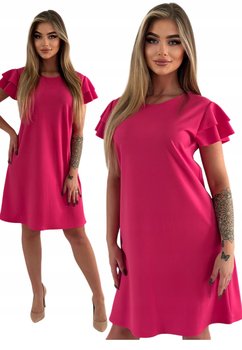 Różowa Klasyczna Krótka Trapezowa Sukienka Rozmiar 46 Polski Producent - Inna marka