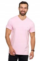Różowa KOSZULKA MĘSKA T-shirt Serek Slim Fit Moraj r. XXL