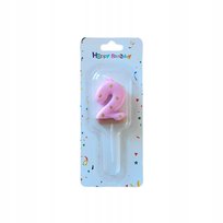 Różowa Świeczka 2 Numer Cyfra Elegancka Urodziny Dziecka Świeczki Róż Donut