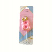 Różowa Świeczka 8 Numer Cyfra Elegancka Kokardą Urodziny Świeczki Róż Happy