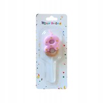 Różowa Świeczka 8 Numer Cyfra Elegancka Urodziny Dziecka Świeczki Róż Donut