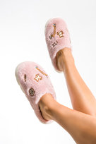 Różowe kapcie damskie na platformie obuwie domowe futrzane ozdobione dżetami Casu 2420-38/39