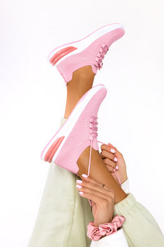 Różowe sneakersy na platformie damskie buty sportowe sznurowane Casu 7040-3-40 - Casu