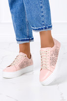 Różowe trampki creepersy ażurowe sznurowane POLSKA SKÓRA Casu 3142-40