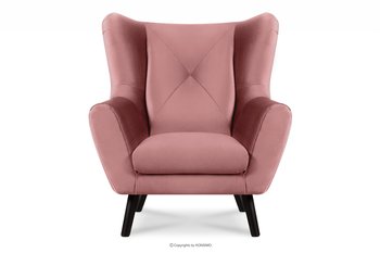 Różowy fotel uszak do sypialni MIRO - Konsimo